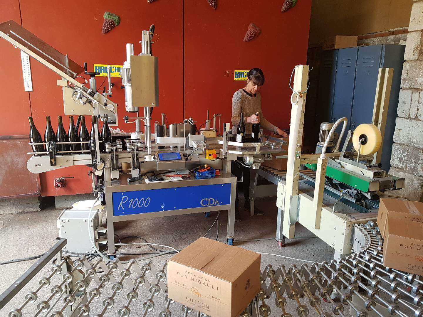 Mise en bouteille et habillage de nos vins AOC Chinon au domaine du Puy Rigault